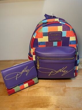 Dolly Parton Coat of Many Colors Loungefly Mini Backpack with Matching Wallet